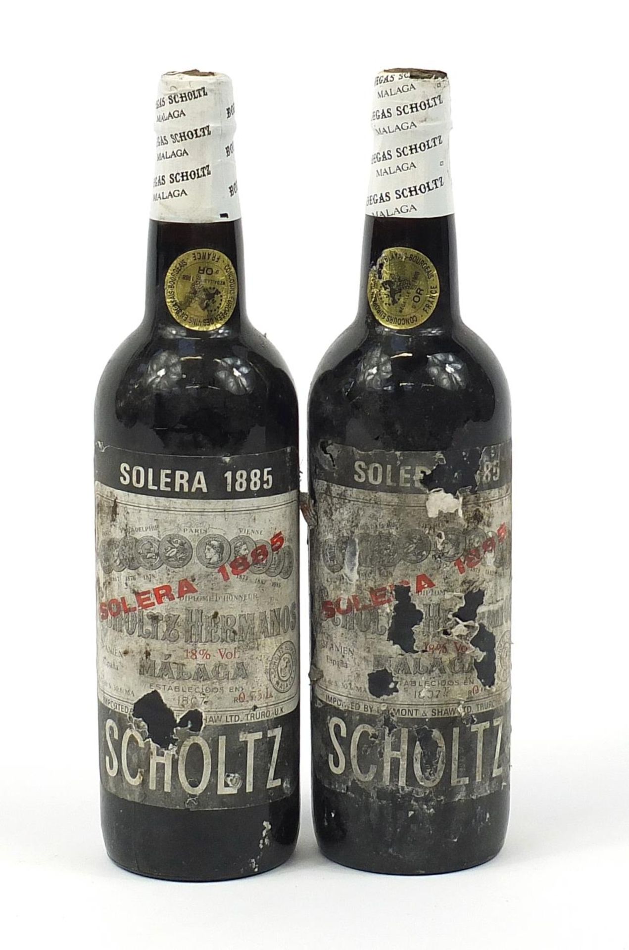 Two bottles of 1885 Scholtz Solera wine