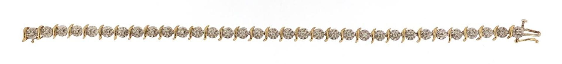 9ct gold diamond line bracelet, 18cm in length, 6.2g - Bild 2 aus 4