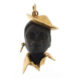 9ct gold Blackamoor charm, 2.5cm high, 9.6g