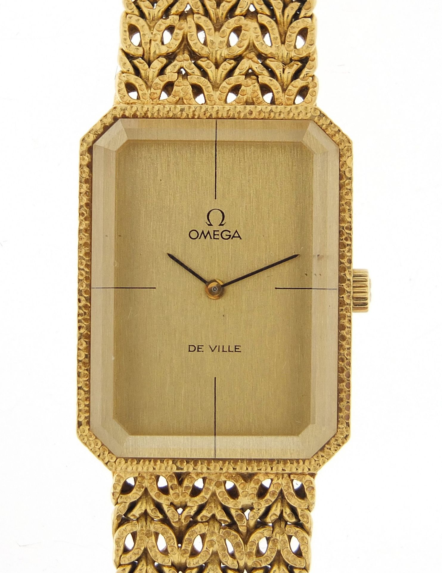 Omega, gentlemen's 18ct gold Omega Deville wristwatch with 18ct gold strap, the movement numbered