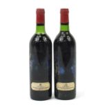 Two bottles of Brane-Cantenac Chateau Margaux red wine