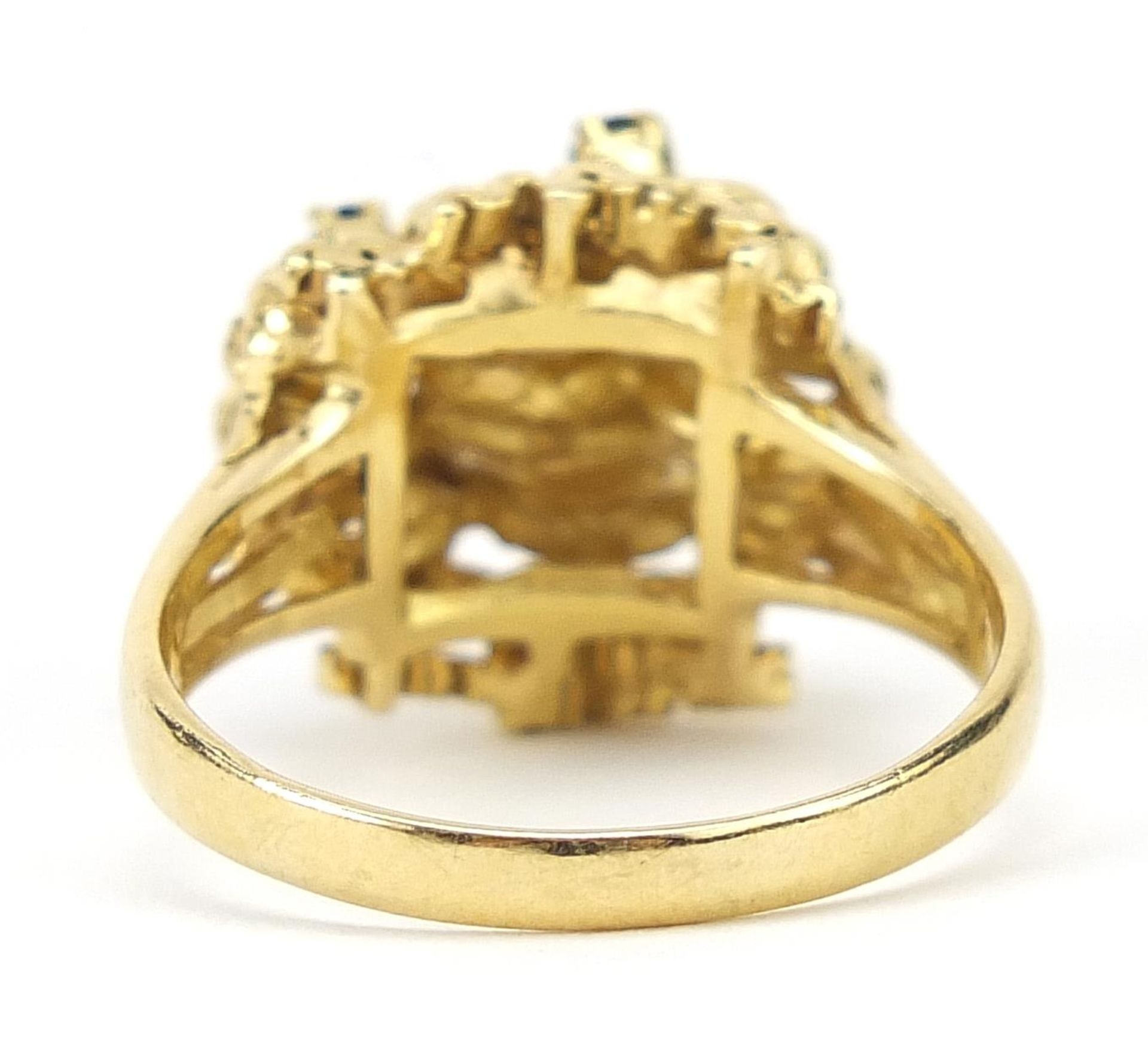 18ct gold sapphire designer ring housed in a Bruford Eastbourne-Exeter box, size V/W, 10.1g - Bild 3 aus 8