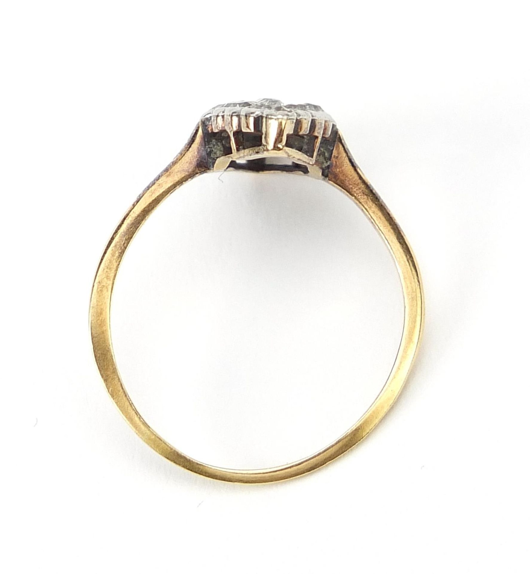 18ct gold marquise diamond cluster ring, size P, 2.7g - Bild 4 aus 5