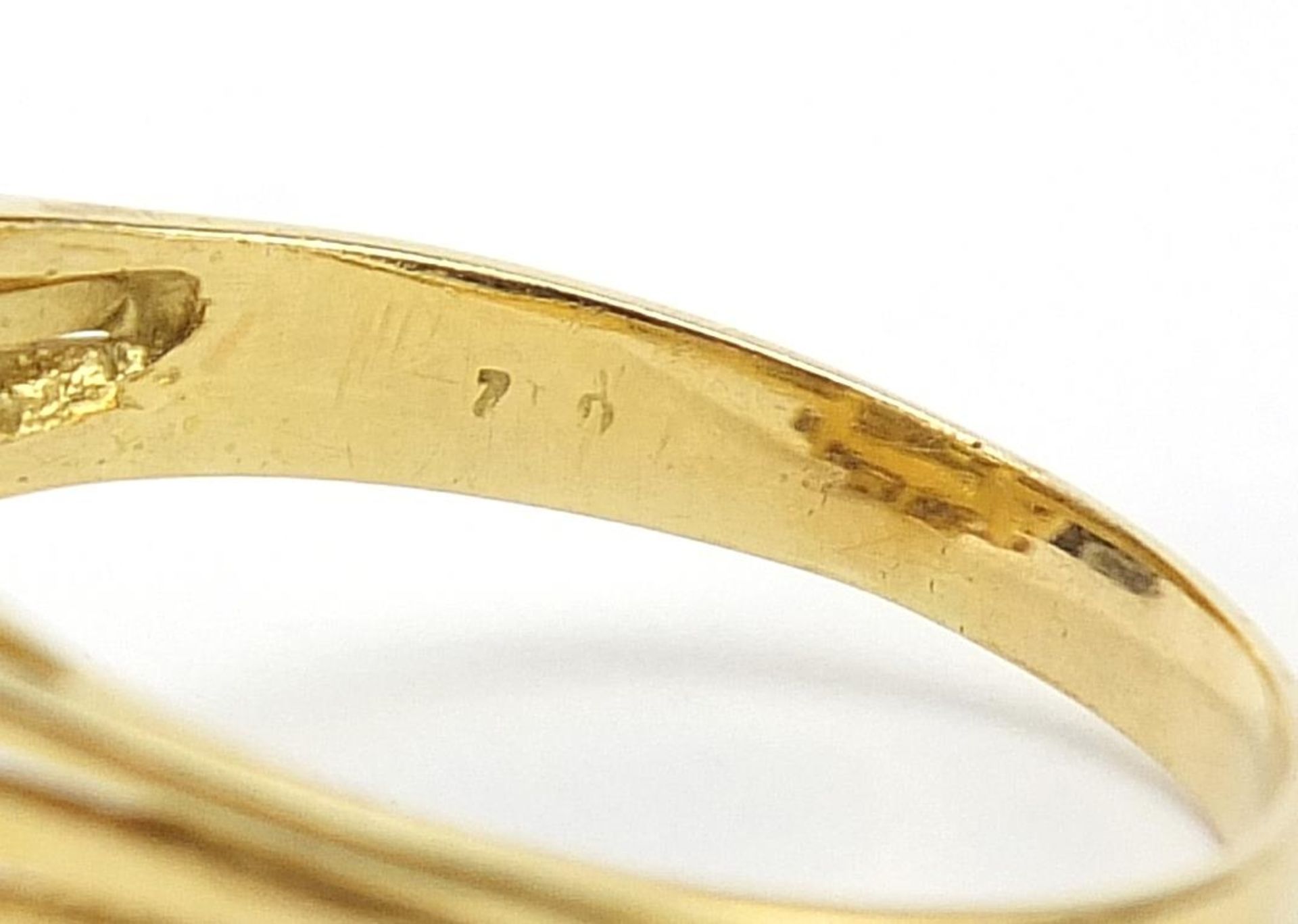 18ct gold sapphire designer ring housed in a Bruford Eastbourne-Exeter box, size V/W, 10.1g - Bild 5 aus 8