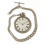 S E Dunn, Victorian gentlemen's silver pair case pocket watch on a large graduated silver watch