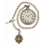 Anthony Rivolta, gentlemen's silver pair cased pocket watch with silver watch chain, T bar and