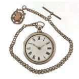 W M Avery, Victorian silver pair cased pocket watch with enamelled dial on a graduated silver
