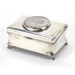 Elkington & Co Ltd, Edward VII rectangular silver jewel box having a hinged lid housing a hand