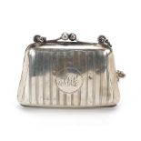 William Aitken, silver concertina purse with engine turned decoration, indistinct date letter, 7.5cm
