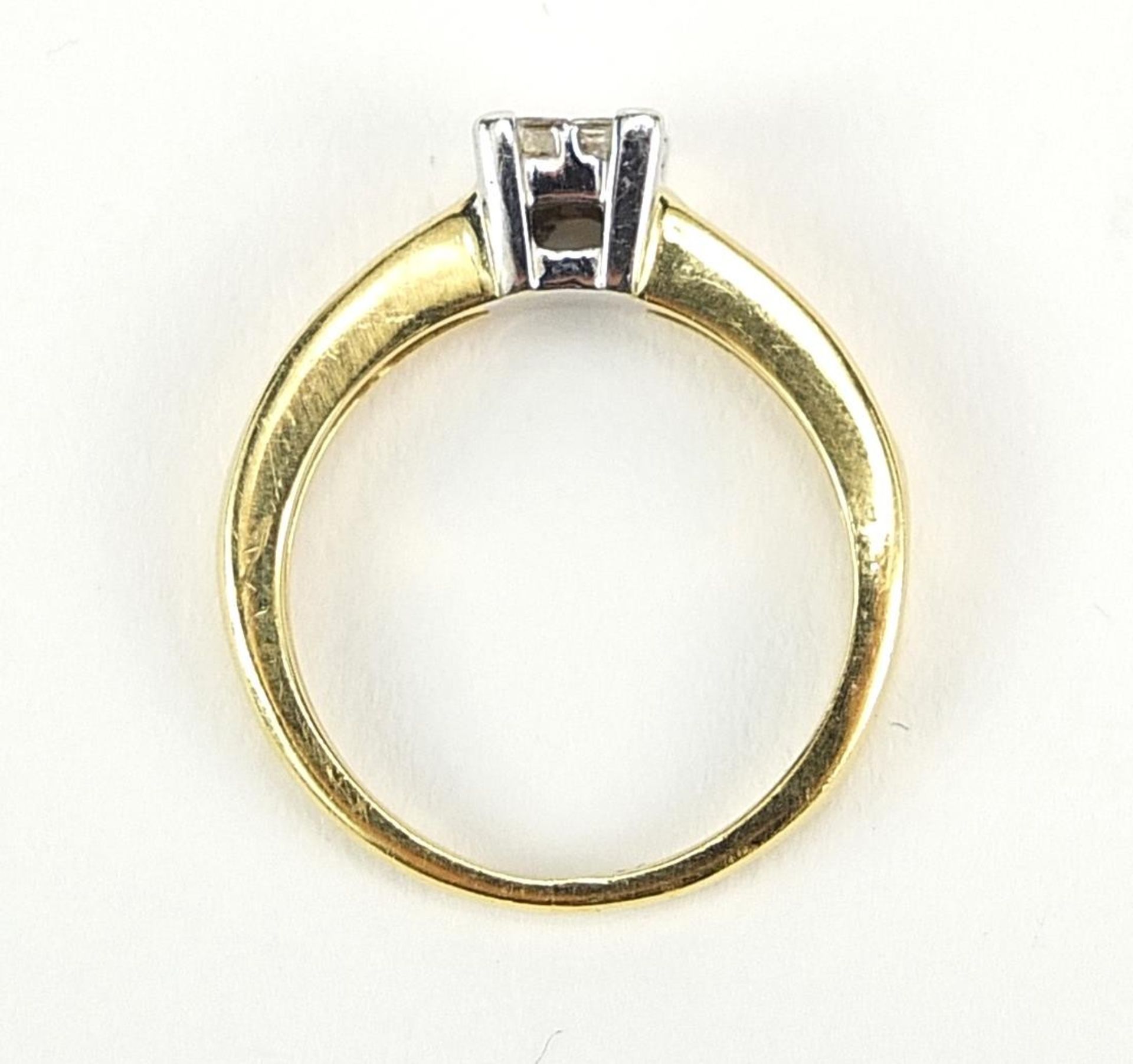 18ct gold princess cut diamond ring, size G/H, 2.8g - Bild 4 aus 6