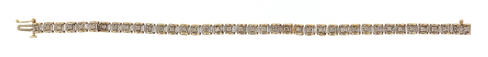 9ct gold diamond line bracelet, 18.5cm in length, 7.3g - Bild 2 aus 4