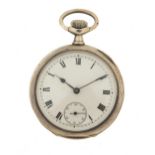 Omega, gentlemen's silver open face pocket watch with enamelled dial, the case numbered 4111176,