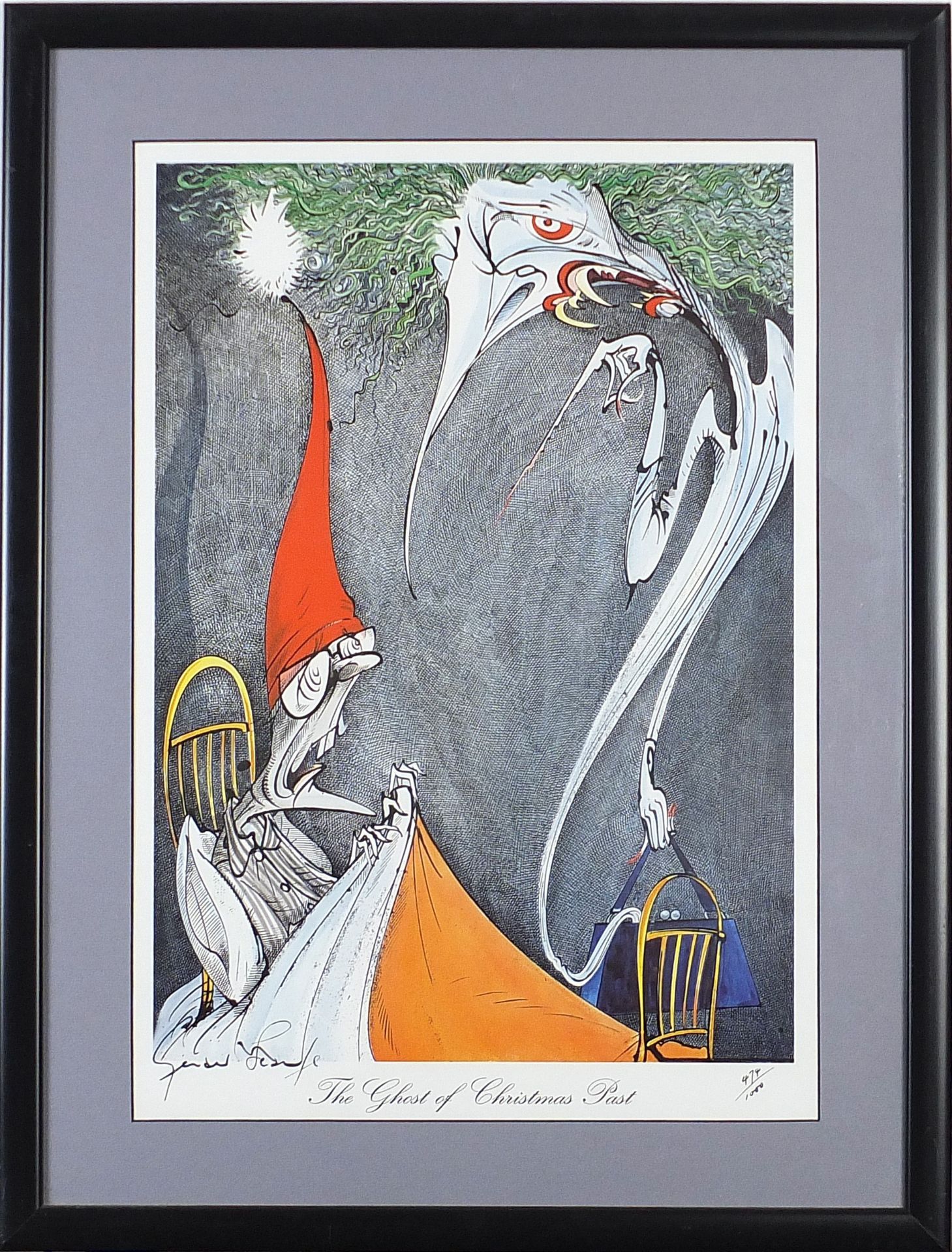 Gerald Scarfe - The Ghost of Christmas Past, coloured print signed in ink, limited edition 474/1000, - Bild 2 aus 4