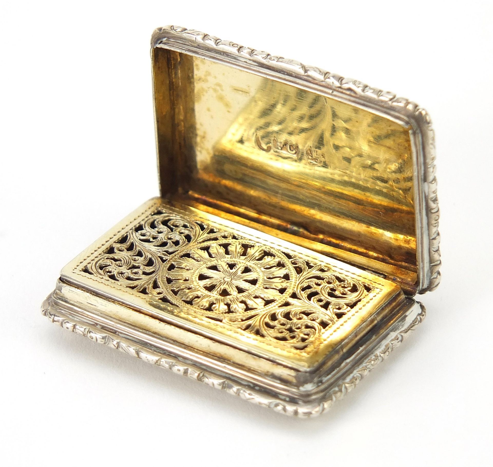 Francis Clark, Victorian silver vinaigrette with engine turned decoration and gilt interior, - Image 2 of 5