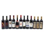 Twelve bottles of red wine including Chateau Ksara Dendarves, Shiraz and Zantho Merlot