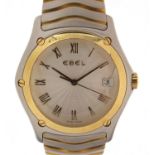 Ebel, gentlemen's Classic Wave wristwatch with 18ct gold bezel, the case numbered 58608950, with box