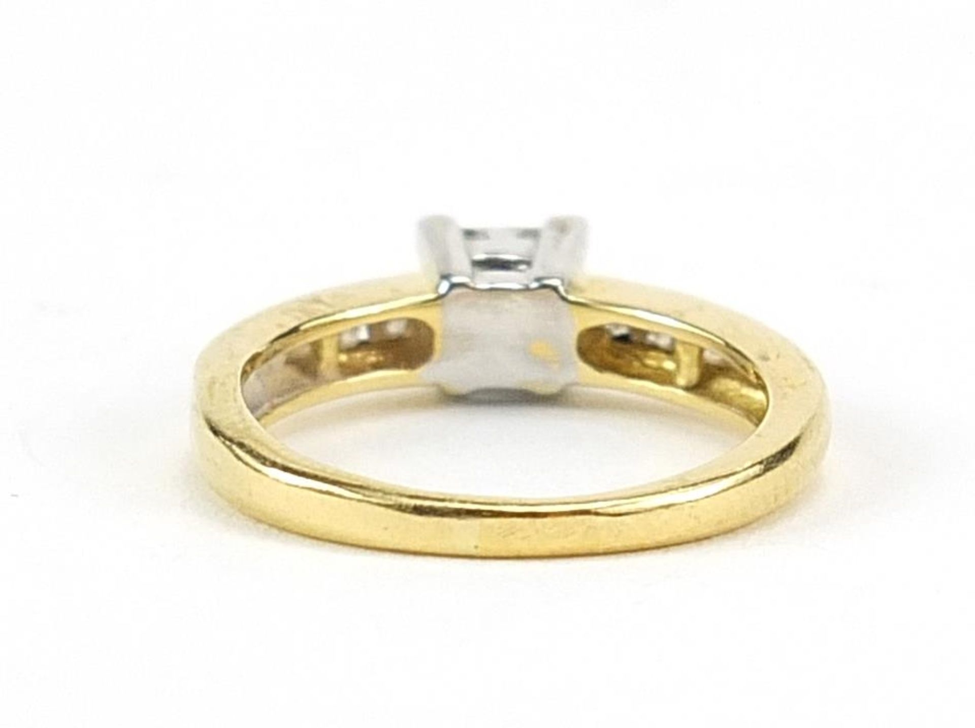 18ct gold princess cut diamond ring, size G/H, 2.8g - Bild 3 aus 6