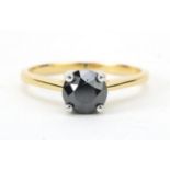 18ct gold black diamond solitaire ring, total diamond weight over 2ct, size W, 4.9g