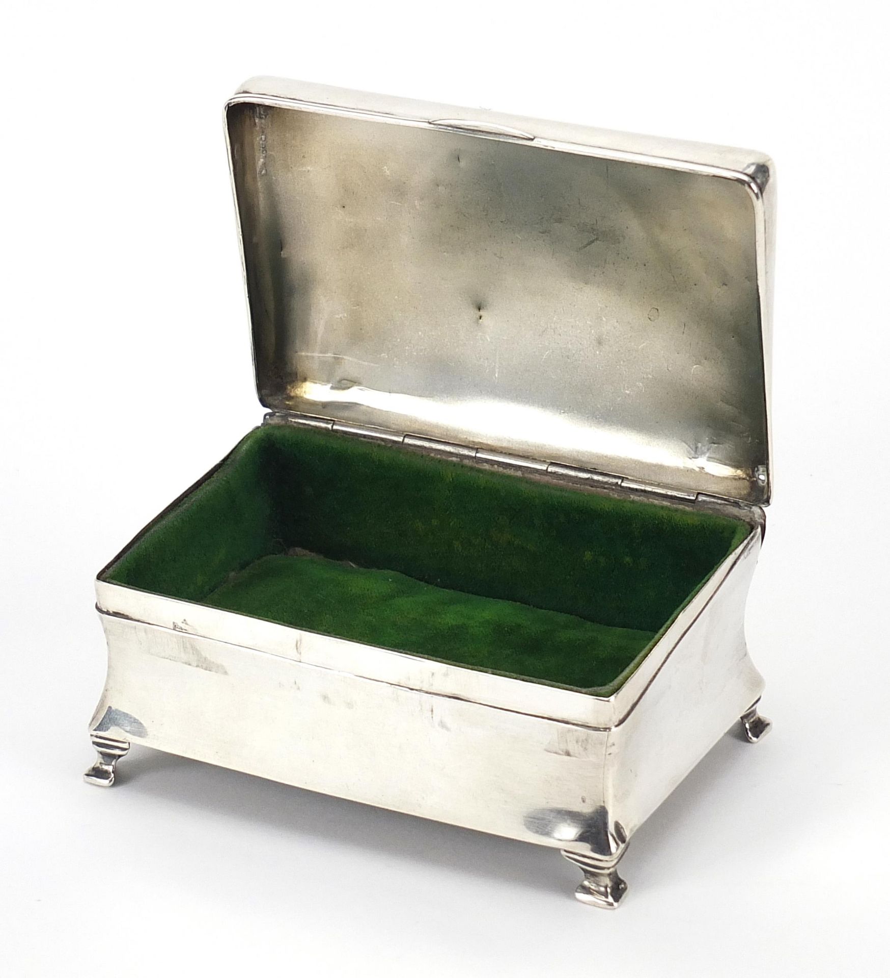 Elkington & Co Ltd, Edward VII rectangular silver jewel box having a hinged lid housing a hand - Image 2 of 6