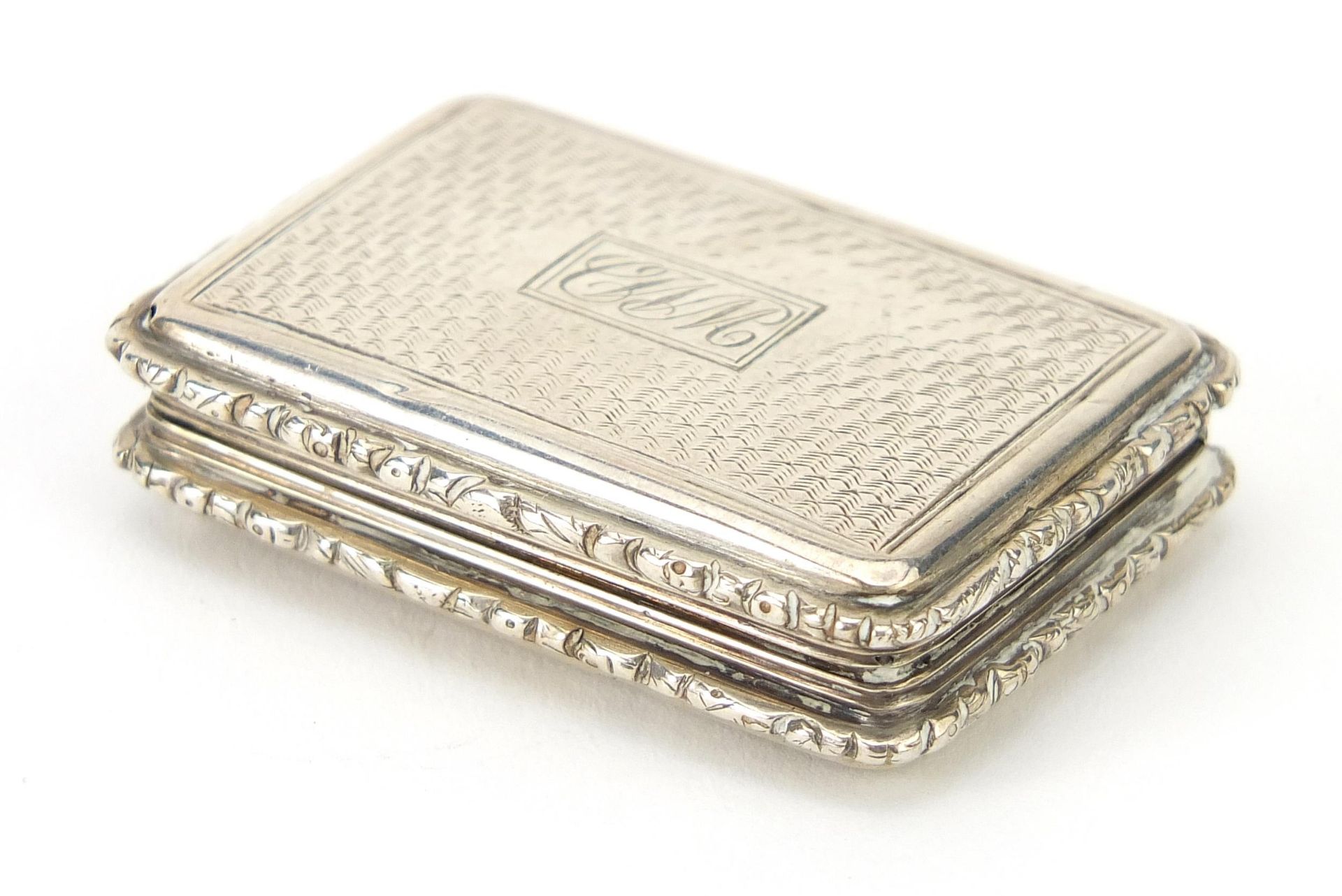 Francis Clark, Victorian silver vinaigrette with engine turned decoration and gilt interior,