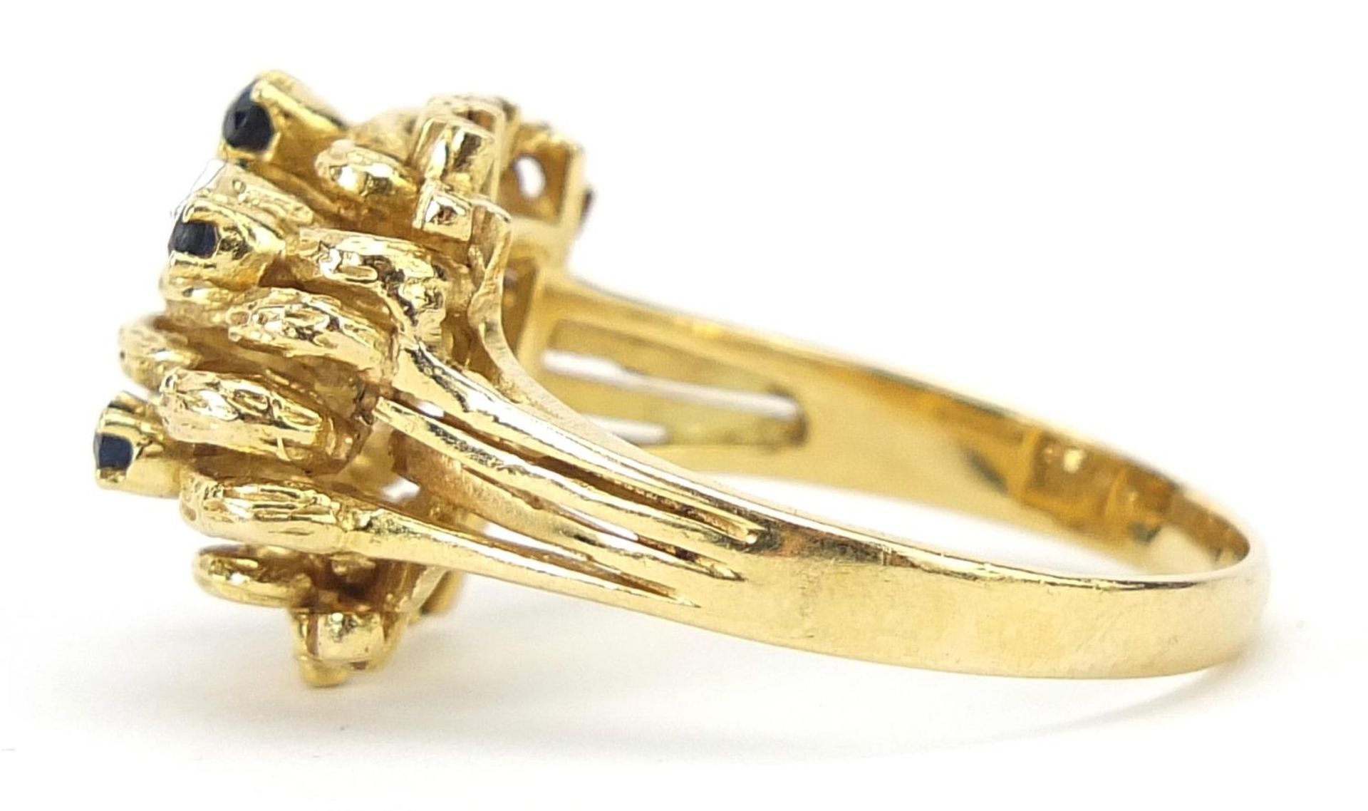 18ct gold sapphire designer ring housed in a Bruford Eastbourne-Exeter box, size V/W, 10.1g - Bild 2 aus 8
