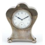 Boots Pure Drug Company, George VI silver cased travel clock, Birmingham 1938, 9cm high, 178.0g