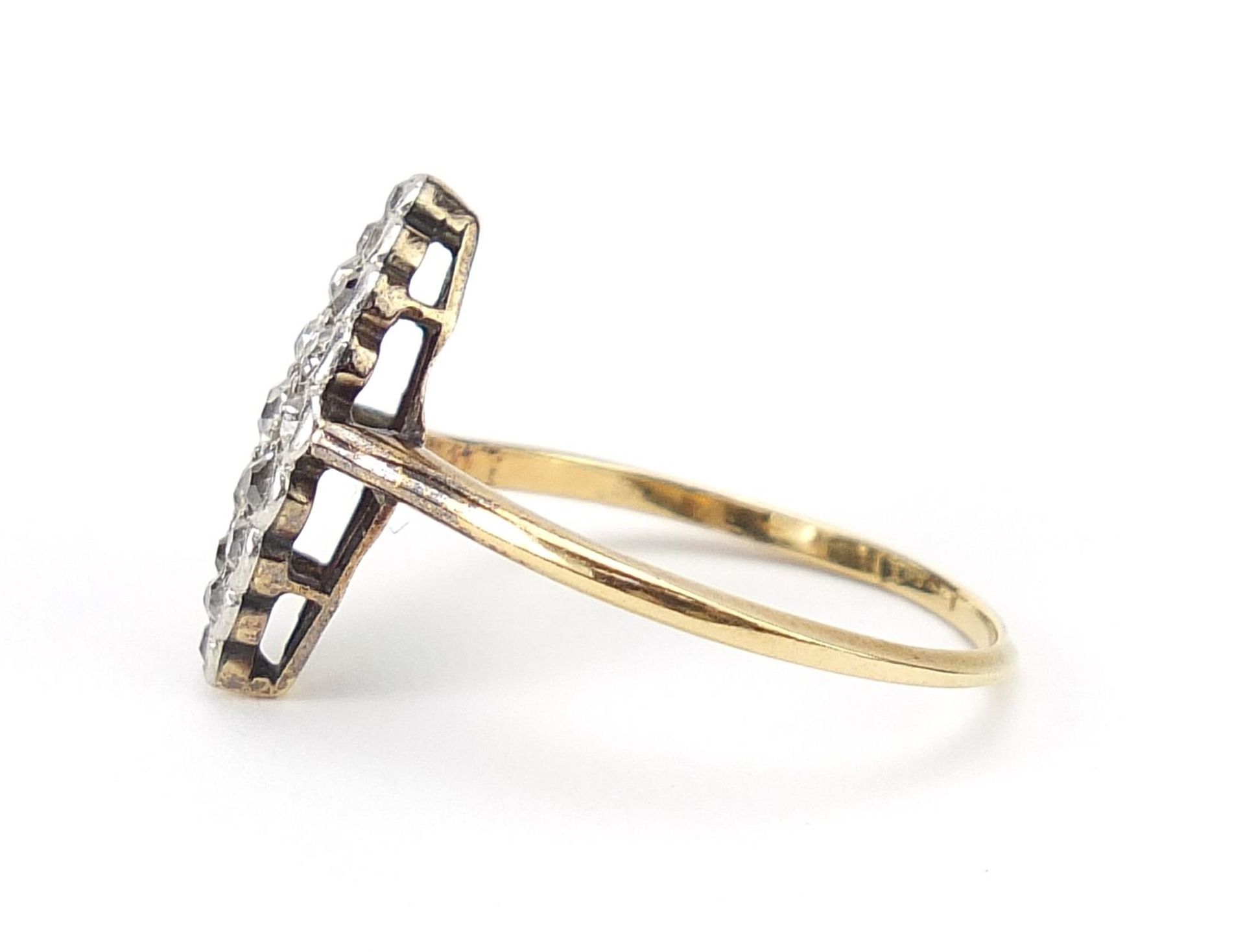 18ct gold marquise diamond cluster ring, size P, 2.7g - Bild 2 aus 5