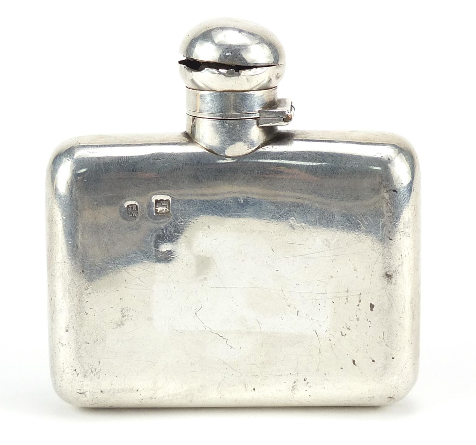James Samuel Bell and Louis Willmott, Victorian silver hip flask with bayonet design lid, London - Image 2 of 5