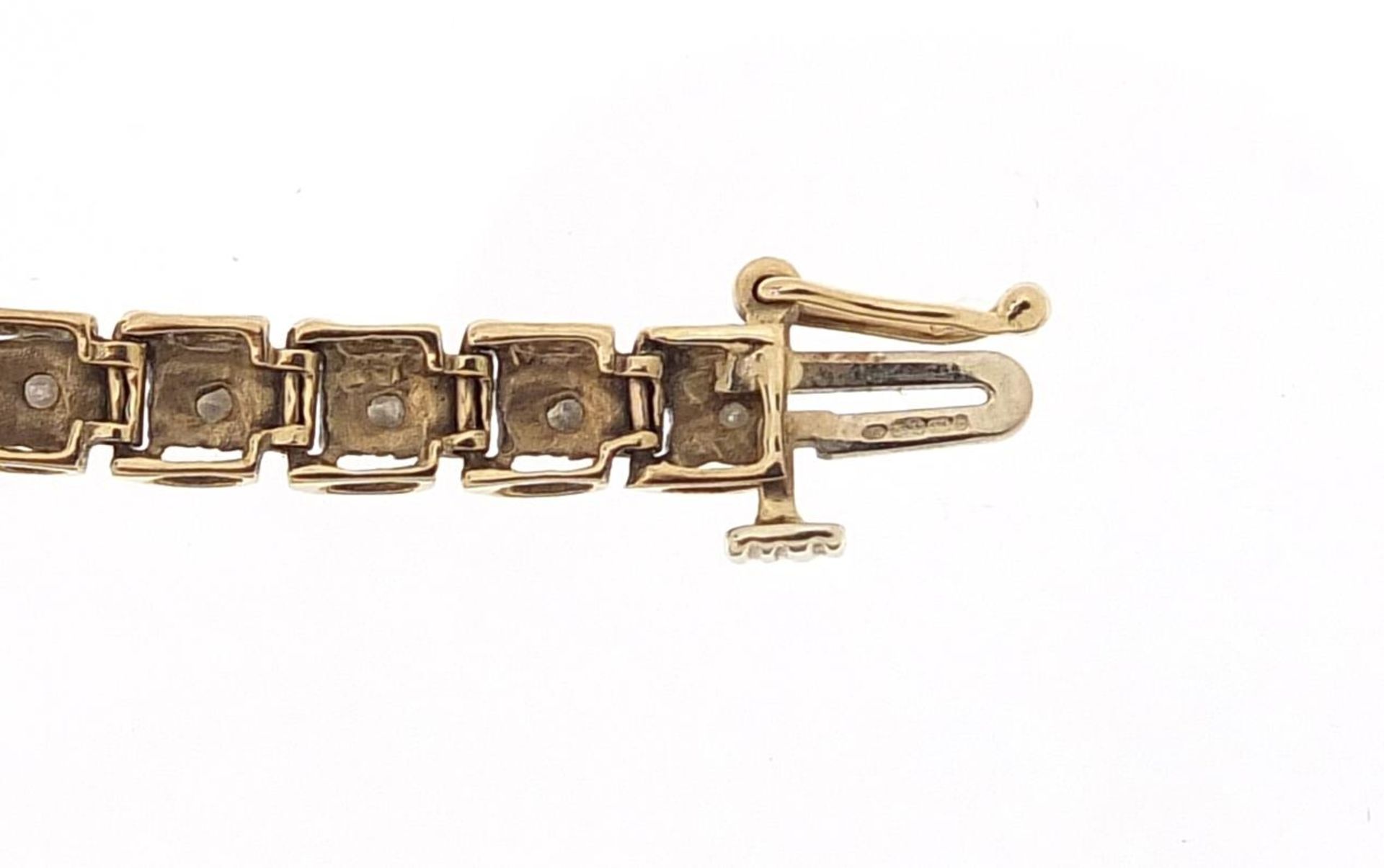 9ct gold diamond line bracelet, 18.5cm in length, 7.3g - Bild 4 aus 4