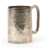 Atkin Brothers, Victorian silver tankard engraved with flowers and swags, Sheffield 1882, 9cm