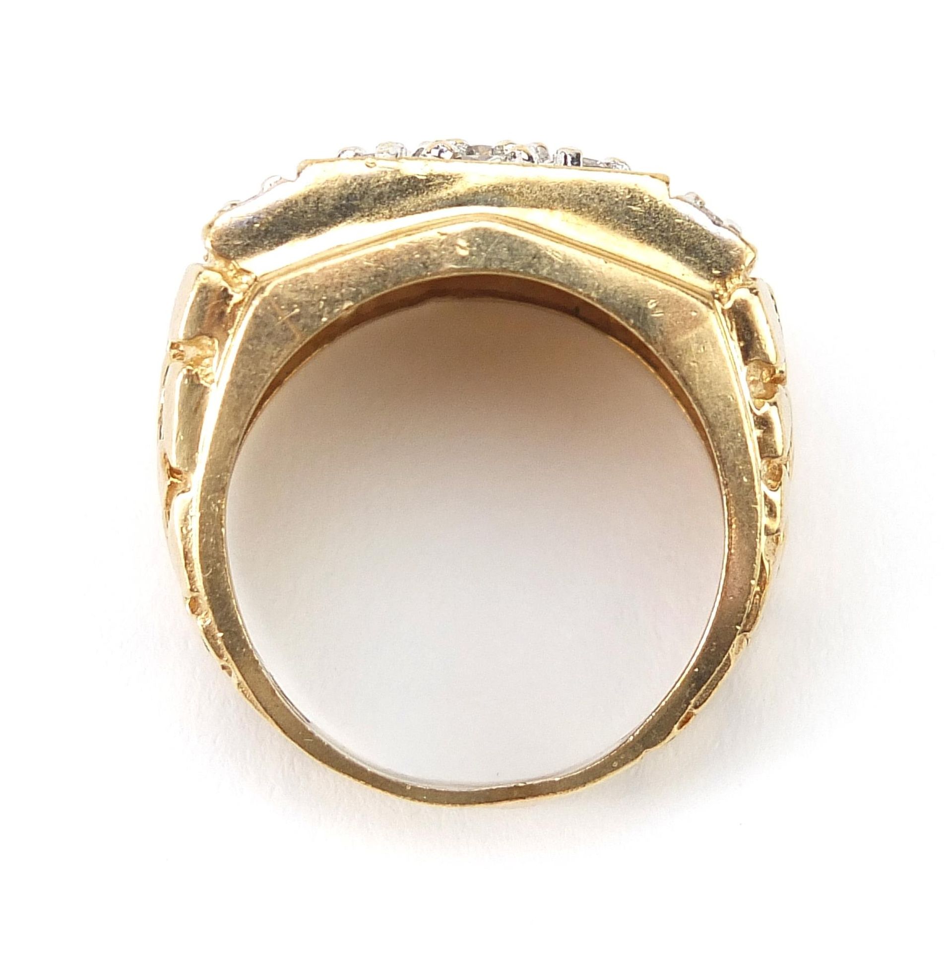 14ct two tone gold Champagne diamond ring, each diamond between 0.3 and 0.4ct each, size U/V, 12.6g - Image 4 of 5