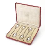 Mappin & Webb, set of six George V silver teaspoons, housed in a fitted box, Sheffield 1918, 11cm in