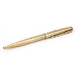 Parker, 9ct gold cased Biro pen with engine turned body, 12.8cm in length, 18.5g