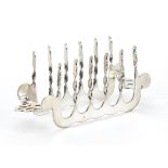 John Gilbert, silver plated five slice toast rack, 17cm in length