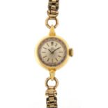 Omega, ladies 18ct gold Omega wristwatch with gold plated strap housed in a W Bruford & Son Ltd,