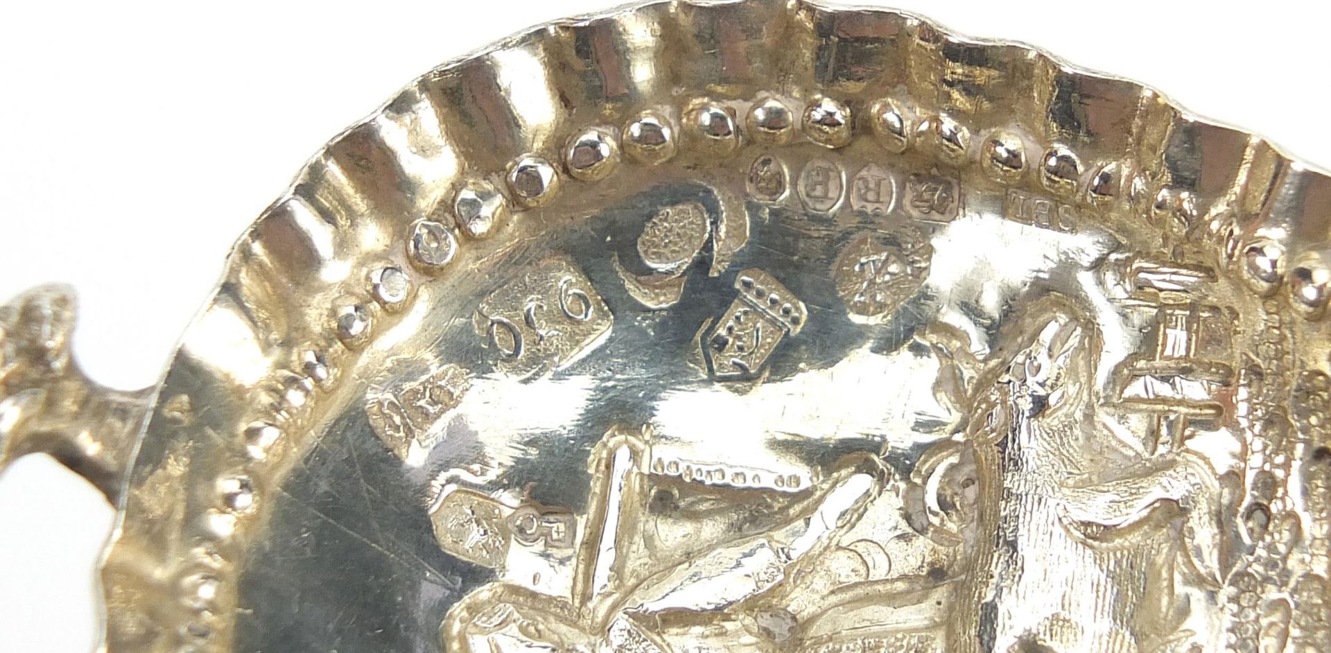 Antique Dutch silver caddy spoon, the bowl embossed with a lady farmer and cattle, indistinct - Image 4 of 4