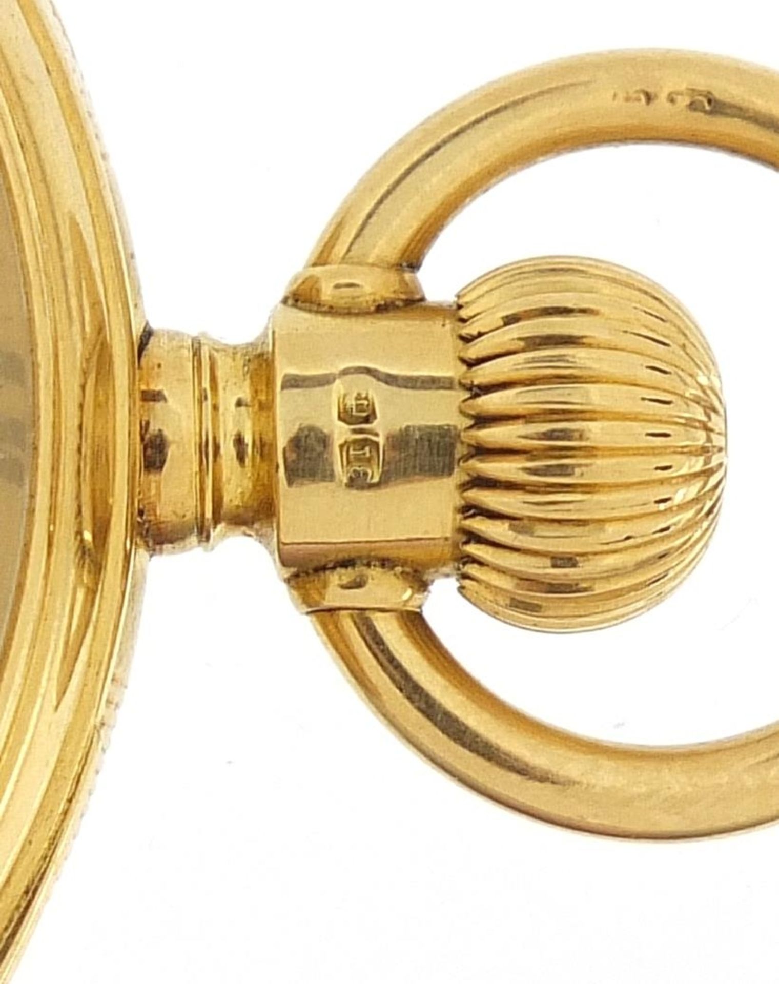 Waltham Mass, gentlemen's 18ct gold open face pocket watch with enamelled dial, the movement - Image 6 of 8