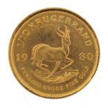 South African 1980 one tenth gold krugerrand - this lot is sold without buyer?s premium, the