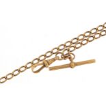 Victoria 15ct rose gold watch chain with T bar, 36cm in length, 20.9g - this lot is sold without