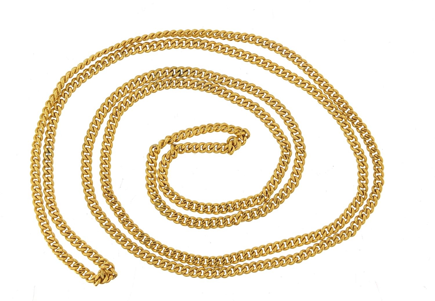 Unmarked gold small curb link necklace, (tests as 9ct gold) 76cm in length, 12.7g - this lot is sold - Image 2 of 2