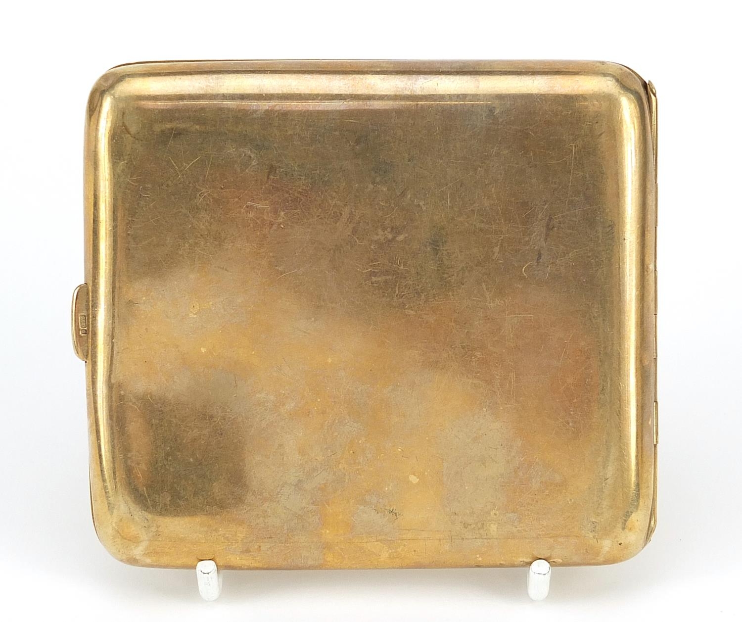 George V 9ct gold cigarette case, Birmingham 1919, 9.5cm x 8.6cm, 127.5g - this lot is sold - Image 5 of 6