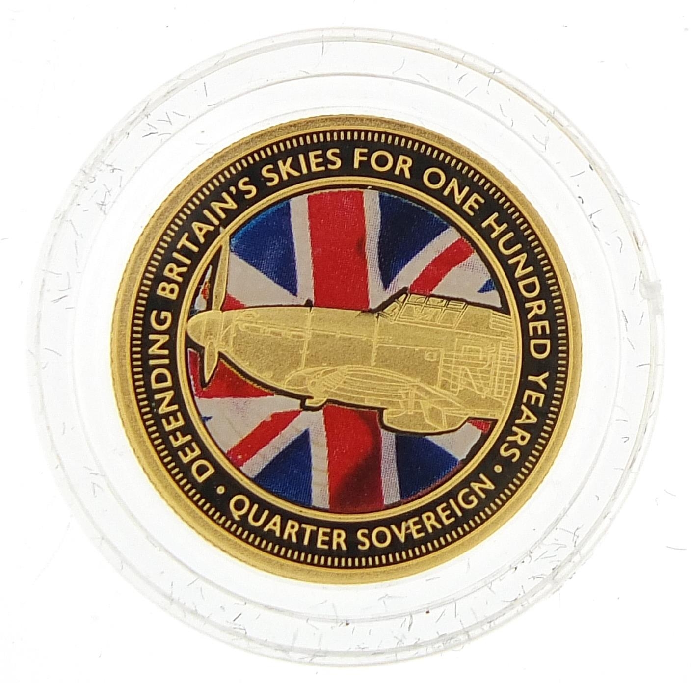 Elizabeth II 2018 Defending Britain's Skies for One Hundred Years gold and enamel quarter - Image 2 of 3