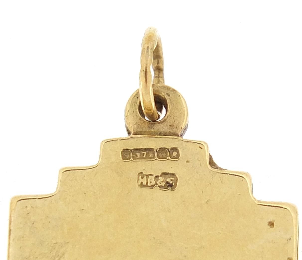 9ct gold engine turned pendant, 3.0cm high, 7.4g - this lot is sold without buyer?s premium, the - Image 5 of 5