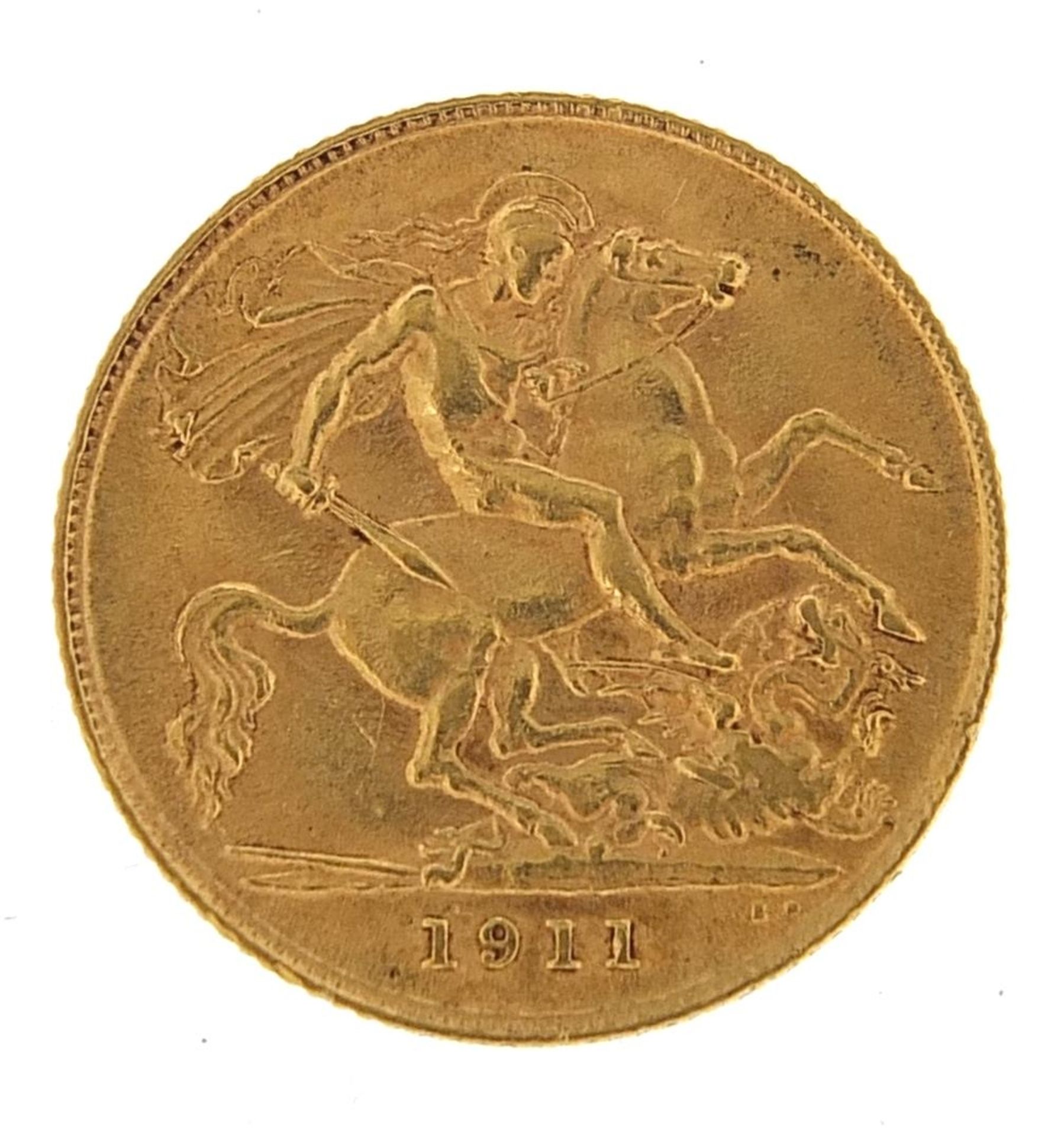 George V 1911 gold half sovereign - this lot is sold without buyer?s premium, the hammer price is