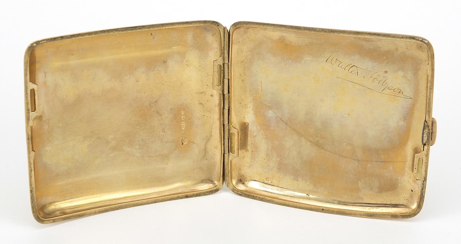 George V 9ct gold cigarette case, Birmingham 1919, 9.5cm x 8.6cm, 127.5g - this lot is sold - Image 2 of 6
