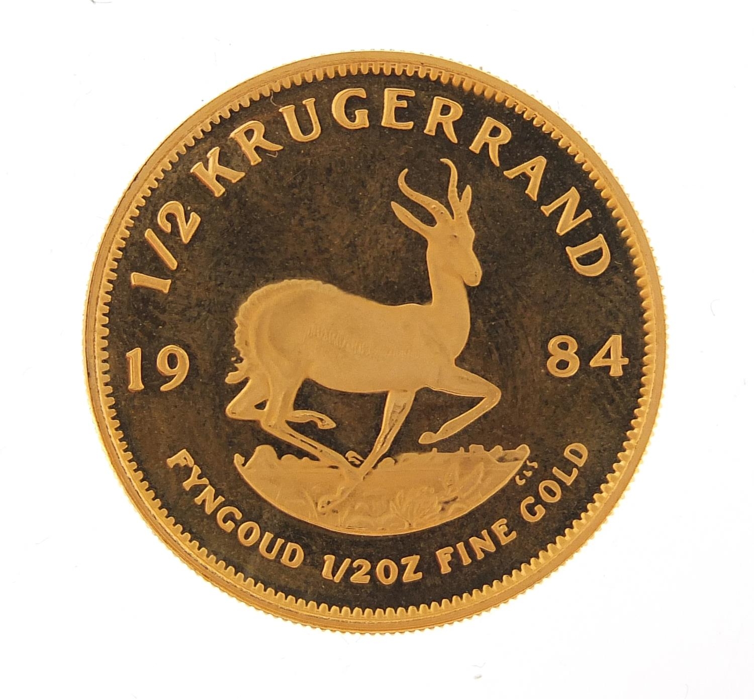 South African 1984 gold half krugerrand with box - this lot is sold without buyer?s premium, the