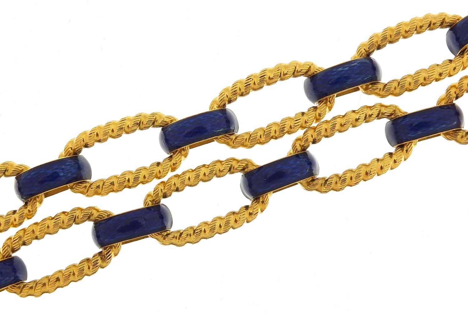 Uno-A-Erre, two Italian 18ct gold and blue enamel bracelets, 20cm in length, 76.4g - this lot is