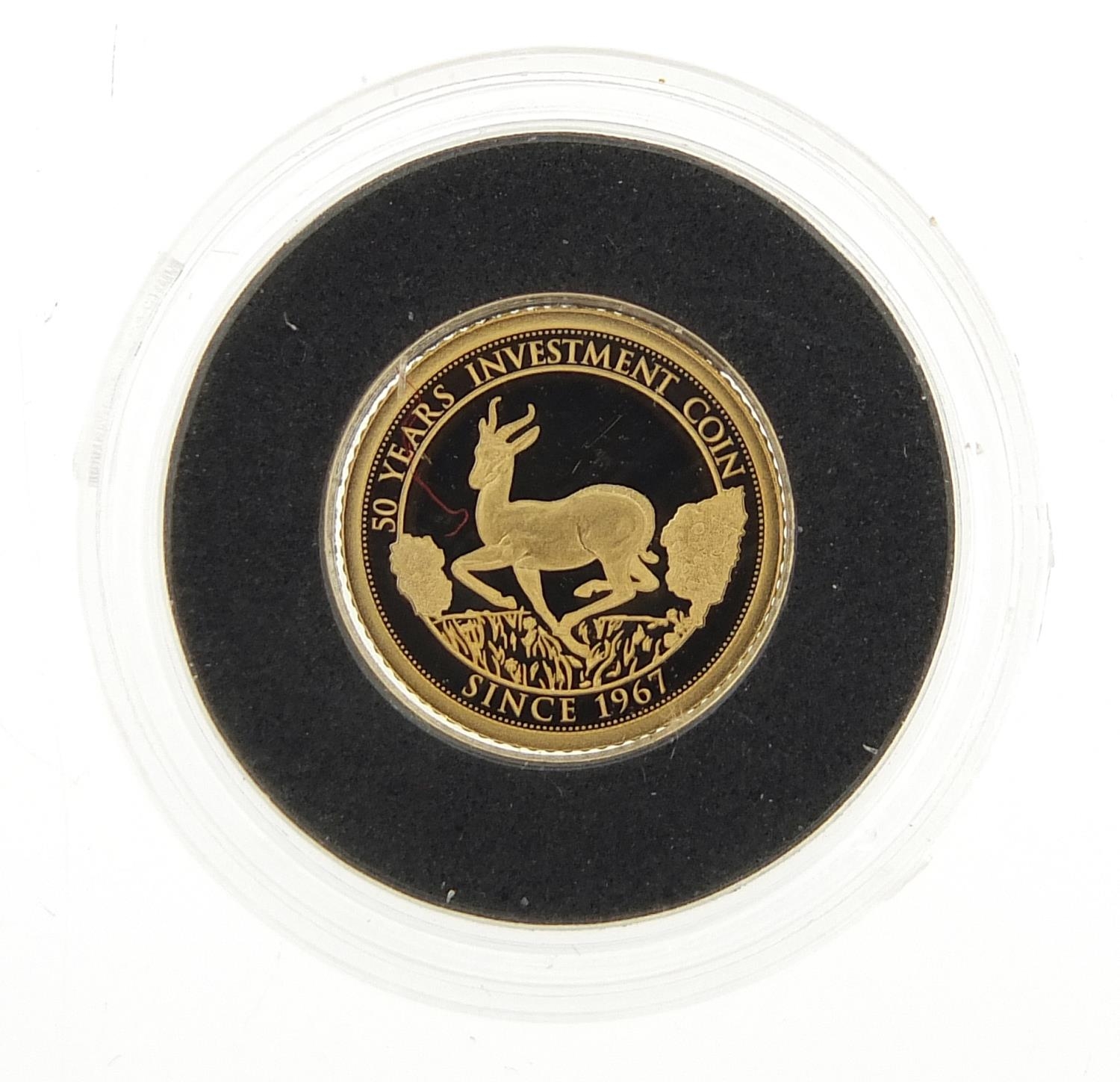 14ct gold proof Fifty Years First Bullion commemorative coin with certificate numbered 15370 -