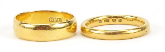 George V 22ct gold wedding band, Birmingham 1919, size O, 5.4g - this lot is sold without buyer?s