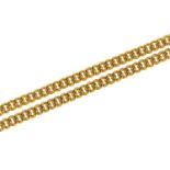 Unmarked gold small curb link necklace, (tests as 9ct gold) 76cm in length, 12.7g - this lot is sold